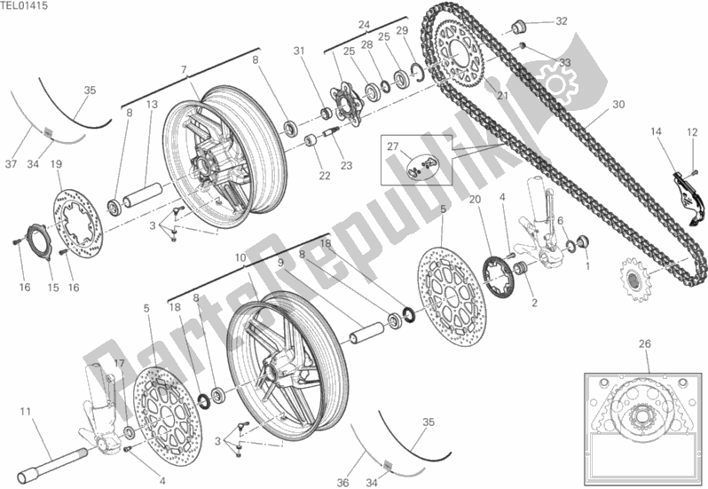 Tutte le parti per il Ruota Anteriore E Posteriore del Ducati Monster 797 Brasil 2020